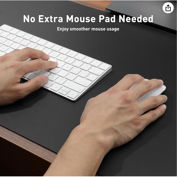 Aothia Non Slip Waterproof PU Leather Desk Pad Protector 23.6" x 13.7", Black - Picture 4 of 7